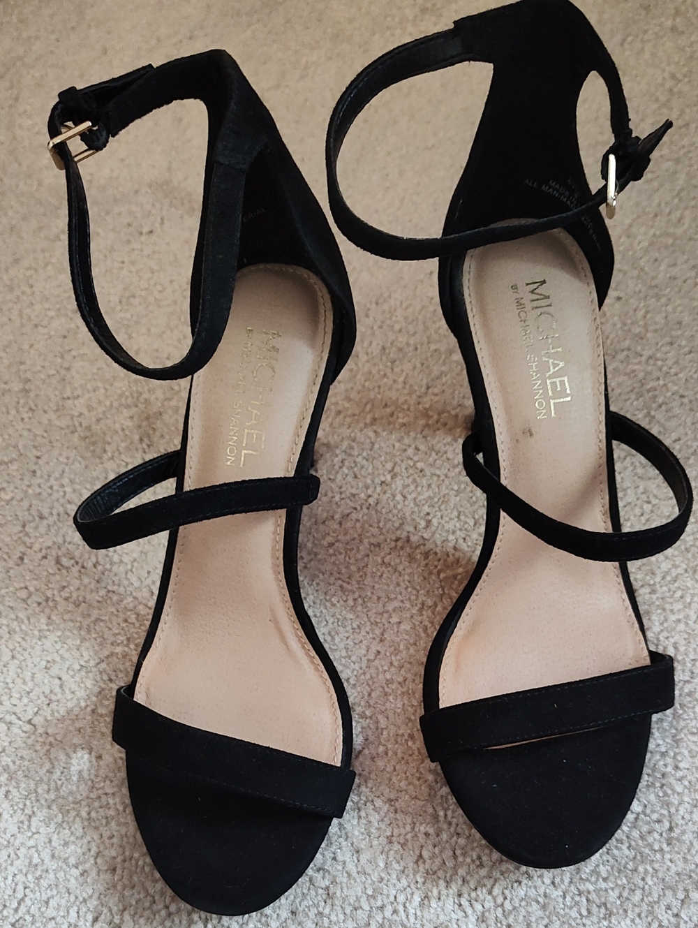 MICHAEL Michael Kors Black Suede Ankle-Strap Heeled Sandals